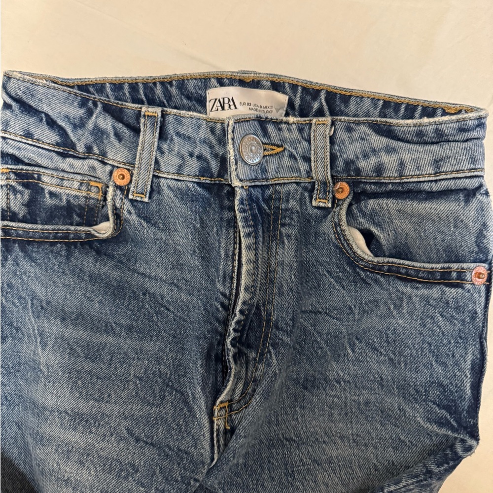 Zara Women's Blue Straight Leg Jeans